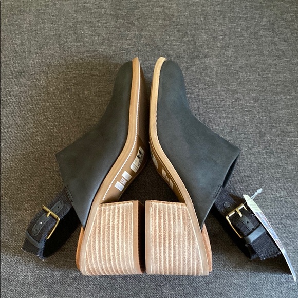 TOMS Leila Black Leather Slingback Mules size 7 - Picture 4 of 12